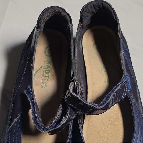 Naot Shoes - Naot Women's Blue Suede Mary Jane Flats Hook & Loop Adjustable Strap EU 40 US 9